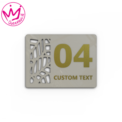 Akrilik Papan/Plat Tanda Nomor Rumah Custom Nomor & Text - Ukuran 20x15cm Motif Estetik Akrilik 2mm + Paint Laser Cutting Modern Queenous.id