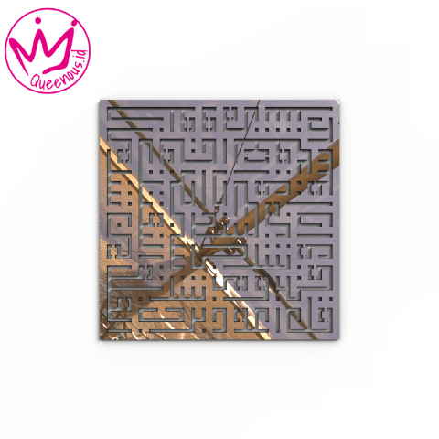 Kaligrafi Akrilik Kufi/Kufic Surat Al-Falaq Bentuk Kotak/Persegi Estetik - Custom Ukuran Akrilik 2mm Laser Cutting Modern Queenous.id