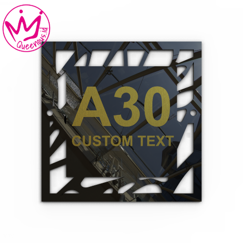 Akrilik Papan/Plat Tanda Nomor Rumah Custom Nomor & Text - Custom Ukuran Motif Abstrak Bentuk Persegi/Kotak Estetik Akrilik 2mm + Paint Laser Cutting Modern Queenous.id