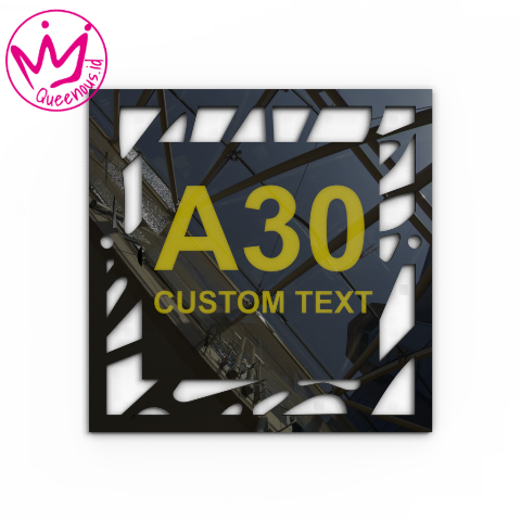 Akrilik Papan/Plat Tanda Nomor Rumah Custom Nomor & Text - Custom Ukuran Motif Abstrak Bentuk Persegi/Kotak Estetik Akrilik 2mm + Paint Laser Cutting Modern Queenous.id