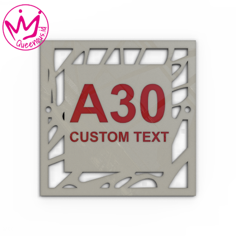 Akrilik Papan/Plat Tanda Nomor Rumah Custom Nomor & Text - Custom Ukuran Motif Abstrak Bentuk Persegi/Kotak Estetik Akrilik 2mm + Paint Laser Cutting Modern Queenous.id