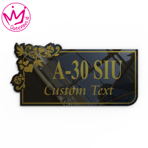 Akrilik Papan/Plat Tanda Nomor Rumah Motif Floral Estetik - Ukuran 30x15cm Akrilik 2mm + Paint Laser Cutting Modern Queenous.id