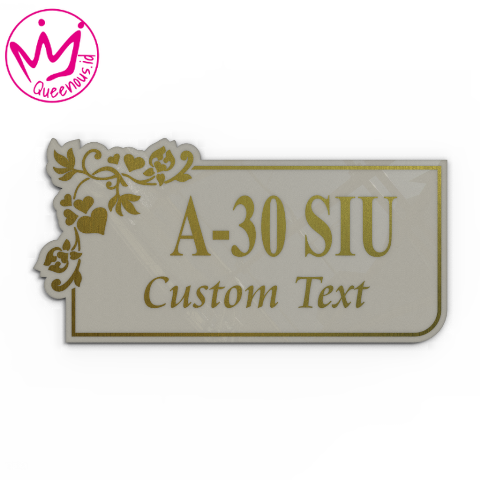 Akrilik Papan/Plat Tanda Nomor Rumah Motif Floral Estetik - Ukuran 30x15cm Akrilik 2mm + Paint Laser Cutting Modern Queenous.id