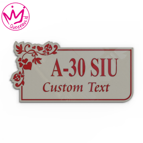 Akrilik Papan/Plat Tanda Nomor Rumah Motif Floral Estetik - Ukuran 30x15cm Akrilik 2mm + Paint Laser Cutting Modern Queenous.id