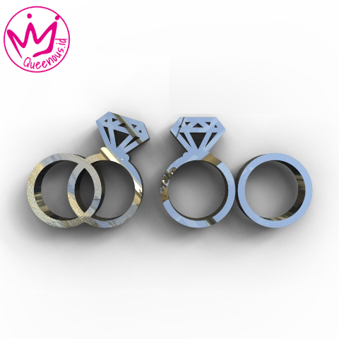 Akrilik Replika Perhiasan Mahar / Seserahan Akrilik Mirror Gold/Silver/Rose Gold- Ukuran 3x2.8cm Akrilik 2mm Laser Cutting Modern Queenous.id