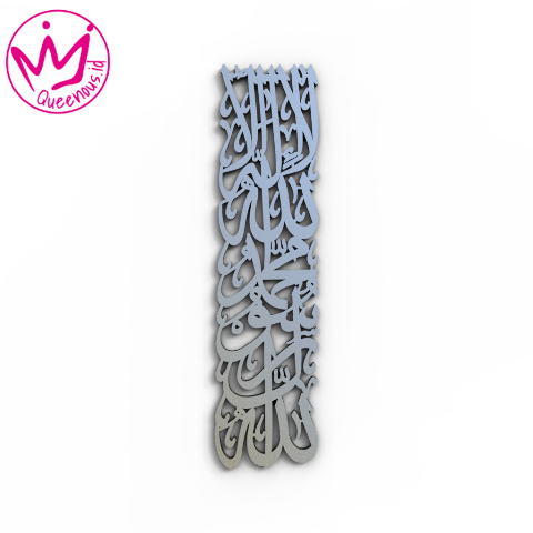 Kaligrafi Akrilik Vertikal Kalimat Tauhid "Lailahaillallah Muhammadarasulullah" Hiasan/Dekorasi Dinding Islami - Custom Ukuran Akrilik 2mm Laser Cutting Modern Queenous.id