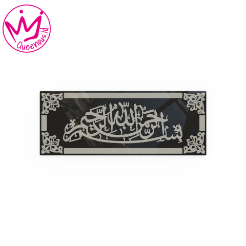 Kaligrafi Akrilik Mirror Timbul Kalimat "Bismillahirrahmanirrahim" Hiasan/Dekorasi Dinding Islami - Custom Ukuran Akrilik 2mm + Akrilik 2mm Laser Cutting Modern Queenous.id