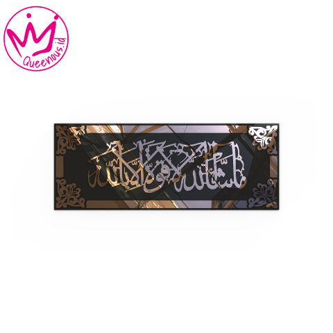 Kaligrafi Akrilik Mirror Timbul Kalimat "Masha Allah " Hiasan/Dekorasi Dinding Islami - Custom Ukuran Akrilik 2mm + Akrilik 2mm Laser Cutting Modern Queenous.id