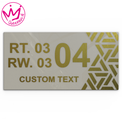 Akrilik Papan/Plat Nomor Rumah Custom Nomor & Text Motif Abstrak Estetik - Ukuran 30x15cm Akrilik 2mm + Paint Laser Cutting Modern Queenous.id