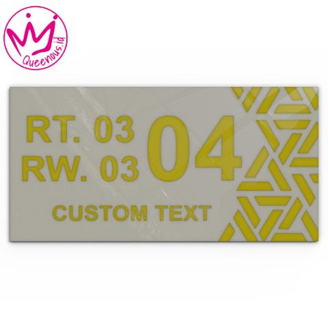 Akrilik Papan/Plat Nomor Rumah Custom Nomor & Text Motif Abstrak Estetik - Ukuran 30x15cm Akrilik 2mm + Paint Laser Cutting Modern Queenous.id