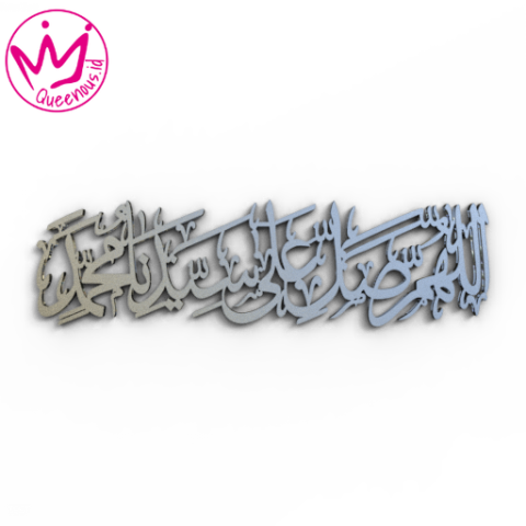 Kaligrafi Akrilik Sholawat Nabi "Allahumma Sholli Ala Sayyidina Muhammad" Hiasan/Dekorasi Dinding Islami - Custom Ukuran Besar Akrilik 2mm Laser Cutting Modern Queenous.id