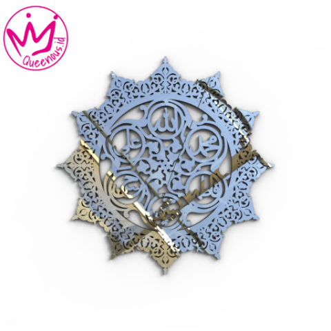 Kaligrafi Akrilik "Ashabul Al-Kisa/Ahlul Kisa" Motif Estetik Mewah - Custom Ukuran Medium Akrilik 2mm Laser Cutting Modern Queenous.id