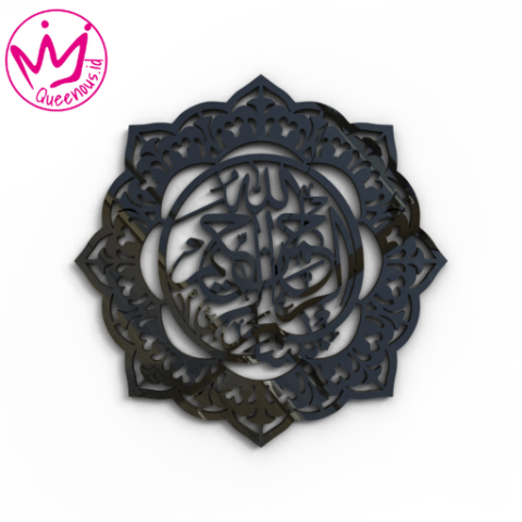 Kaligrafi Akrilik Kalimat "Bismillahirrahmanirrahim" Motif Estetik Mewah - Custom Ukuran Besar Akrilik 2mm Laser Cutting Modern Queenous.id