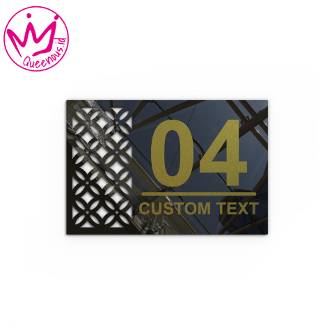 Akrilik Papan/Plat Nomor Rumah Custom Nomor & Text Motif Estetik - Ukuran 30x20cm Akrilik 2mm + Paint Laser Cutting Modern Queenous.id