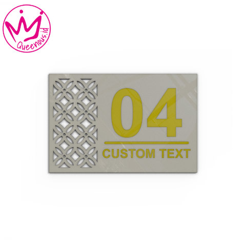 Akrilik Papan/Plat Nomor Rumah Custom Nomor & Text Motif Estetik - Ukuran 30x20cm Akrilik 2mm + Paint Laser Cutting Modern Queenous.id