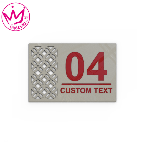 Akrilik Papan/Plat Nomor Rumah Custom Nomor & Text Motif Estetik - Ukuran 30x20cm Akrilik 2mm + Paint Laser Cutting Modern Queenous.id