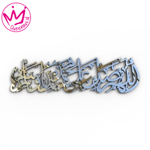 Kaligrafi Akrilik Sholawat Nabi "Allahumma Sholli Ala Sayyidina Muhammad Wa Salim" Hiasan/Dekorasi Dinding Islami - Custom Ukuran Akrilik 2mm Laser Cutting Modern Queenous.id