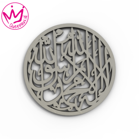 Kaligrafi Akrilik Kalimat Tauhid "Lailahaillallah Muhammadarasulullah" Frame bulat - Custom Ukuran Besar Akrilik 2mm Laser Cutting Modern Queenous.id